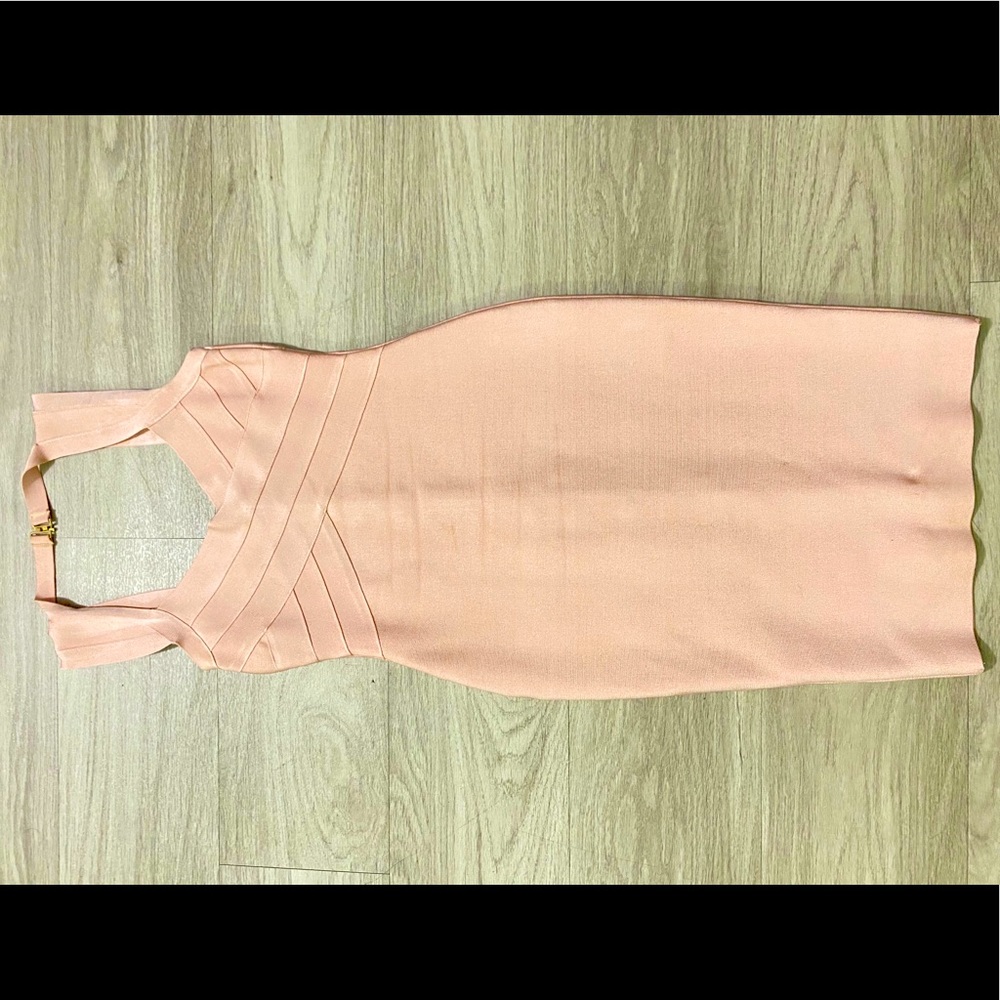 Blush pink bodycon midi dress
